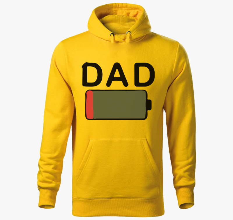 Dad low battery kapucnis pulóver — Sárga