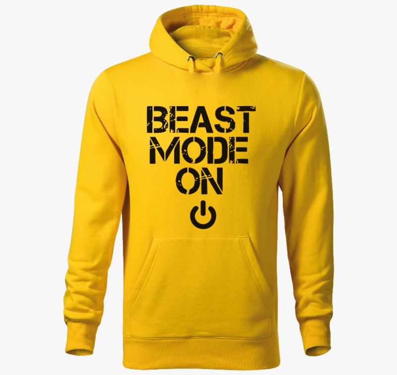 Beast mode on feliratú kapucnis pulóver — Sárga