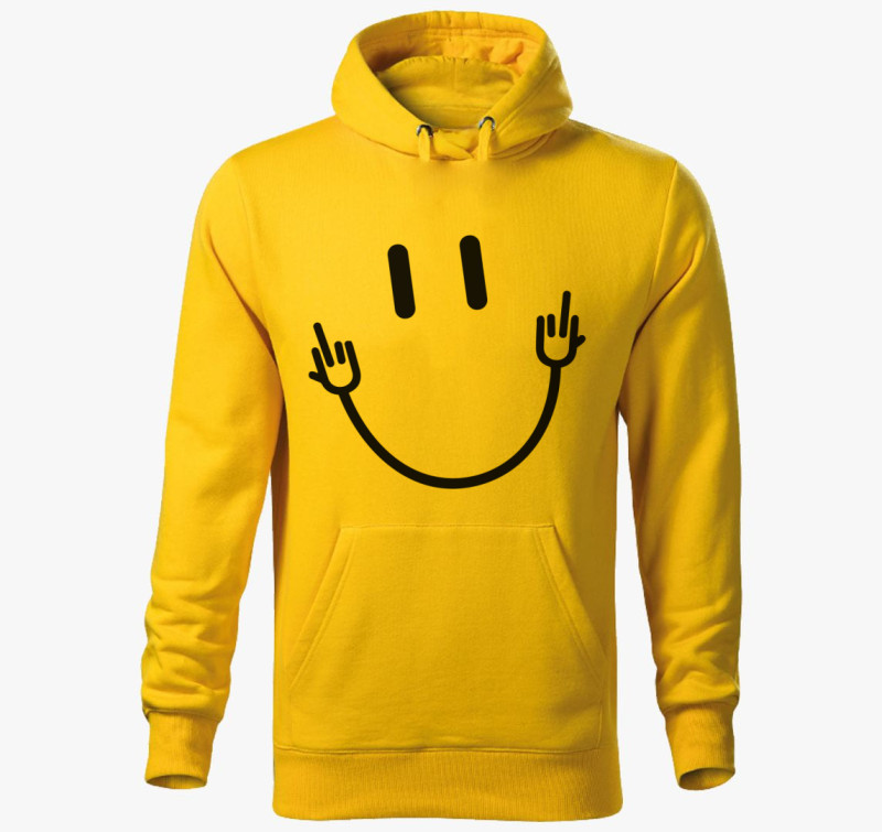 Smiley 4 kapucnis pulóver — Sárga
