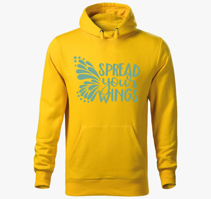 Spread wings türkiz kapucnis pulóver — Sárga