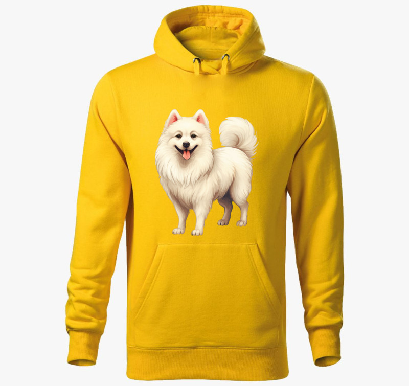 Japán spitz kapucnis pulóver — Sárga