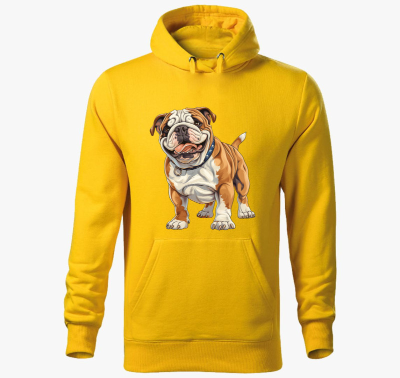 Mini bulldog kapucnis pulóver — Sárga