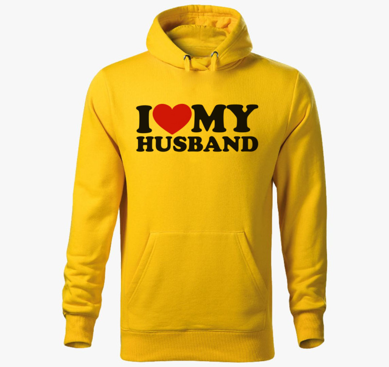 I love my husband kapucnis pulóver — Sárga
