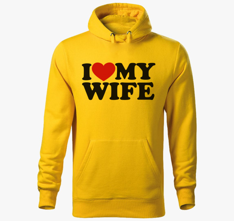 I love my wife kapucnis pulóver — Sárga