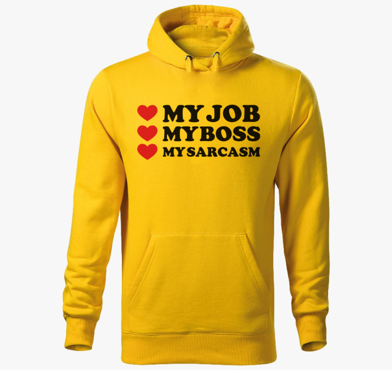Love job boss kapucnis pulóver — Sárga