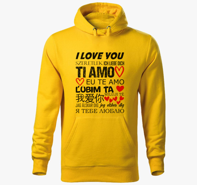 Ti Amo kapucnis pulóver — Sárga