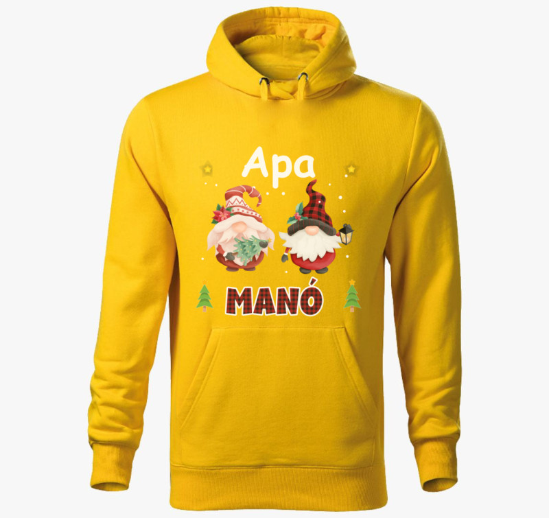 Apa manó kapucnis pulóver — Sárga
