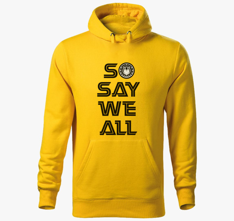 So say we all bsg kapucnis pulóver — Sárga