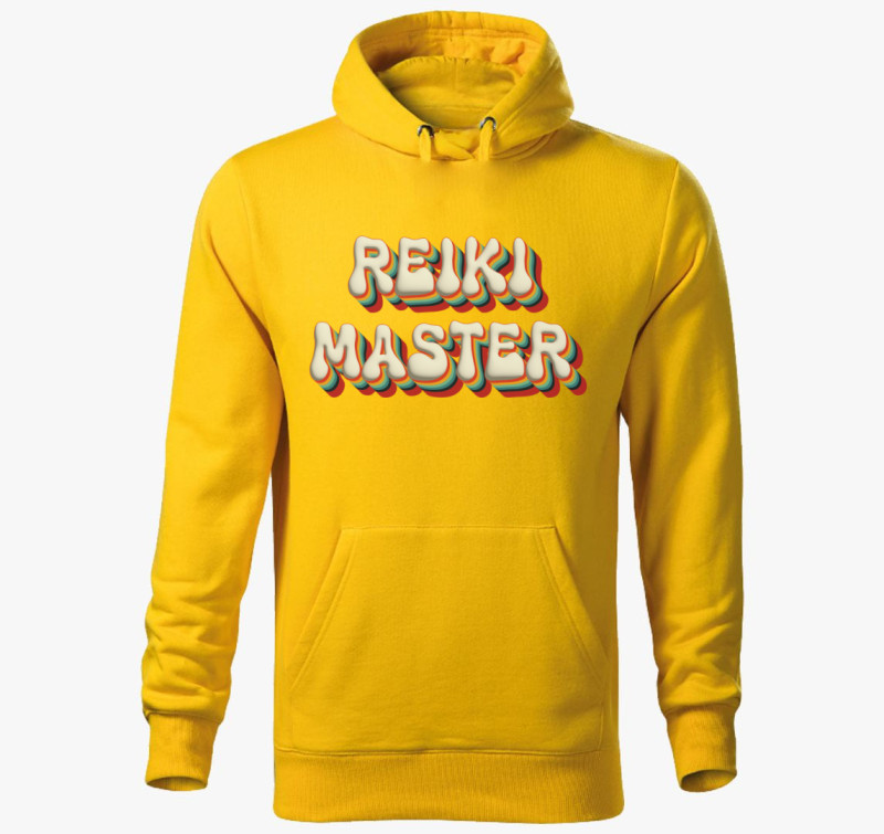 Reiki mester kapucnis pulóver — Sárga