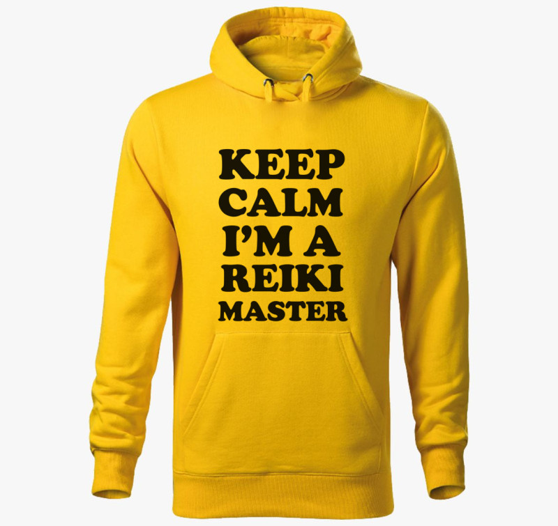 Keep calm reiki kapucnis pulóver — Sárga