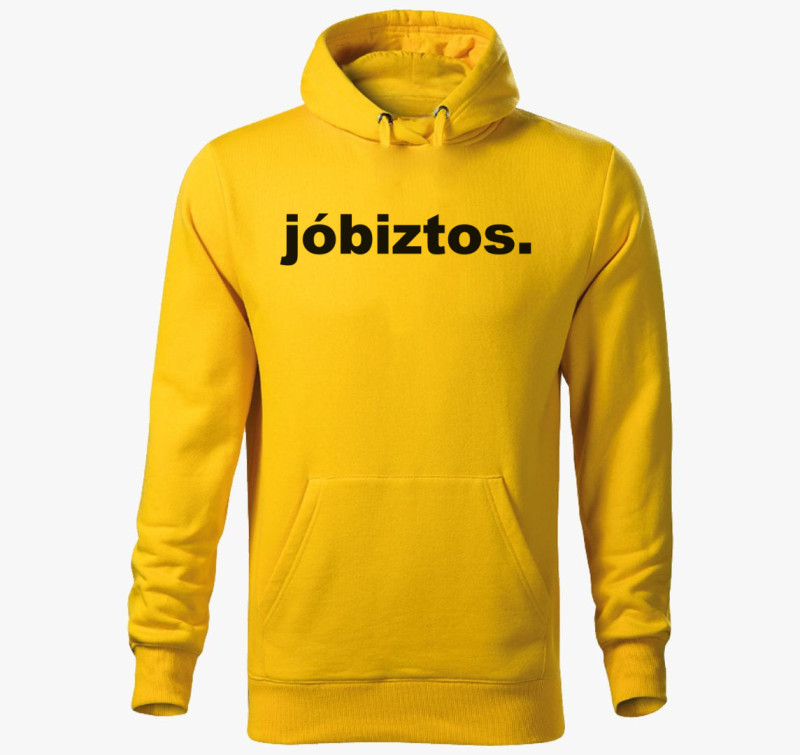 Jóbiztos kapucnis pulóver — Sárga
