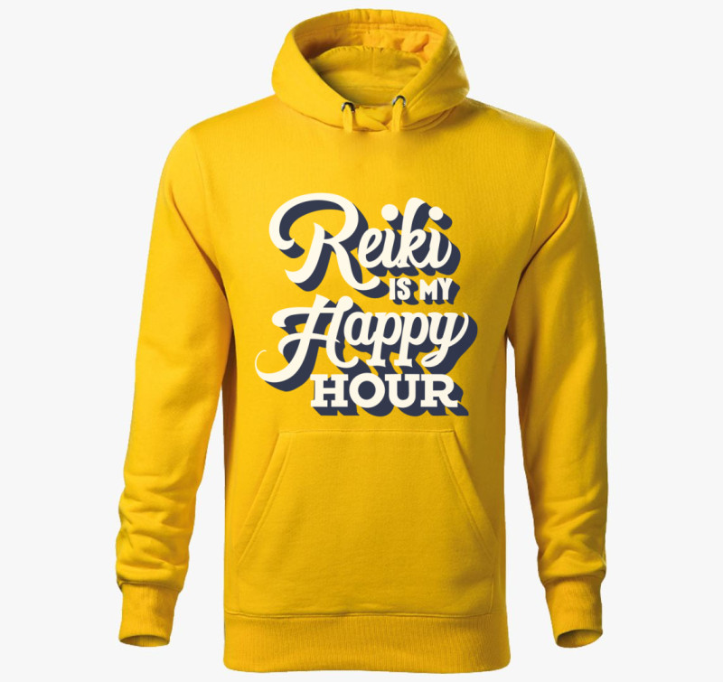 Reiki is my happy hour kapucnis pulóver — Sárga