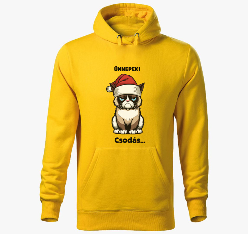 Csodás grumpy cat kapucnis pulóver — Sárga