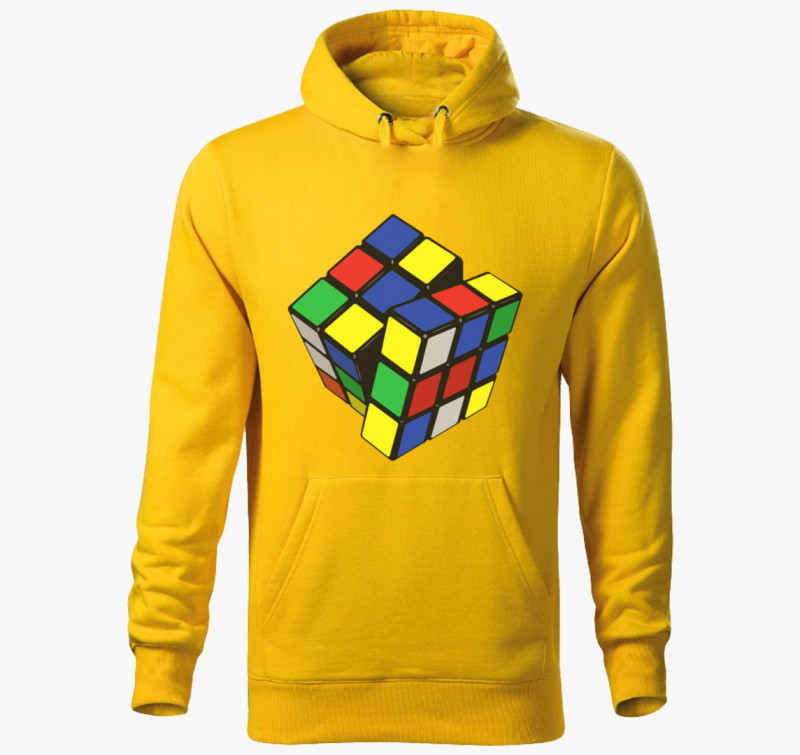 Rubik kockás kapucnis pulóver — Sárga