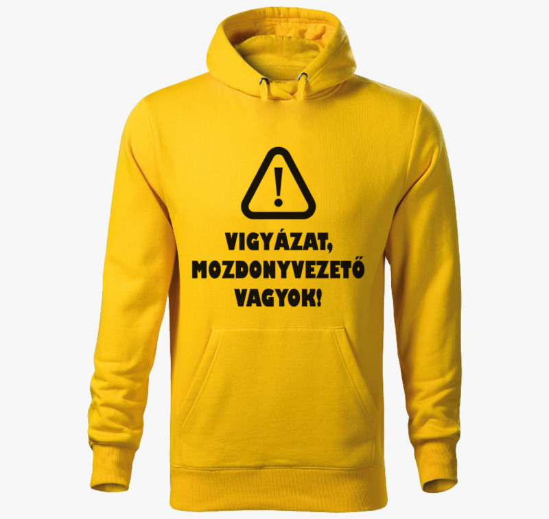 Mozdonyvezető vagyok kapucnis pulóver — Sárga