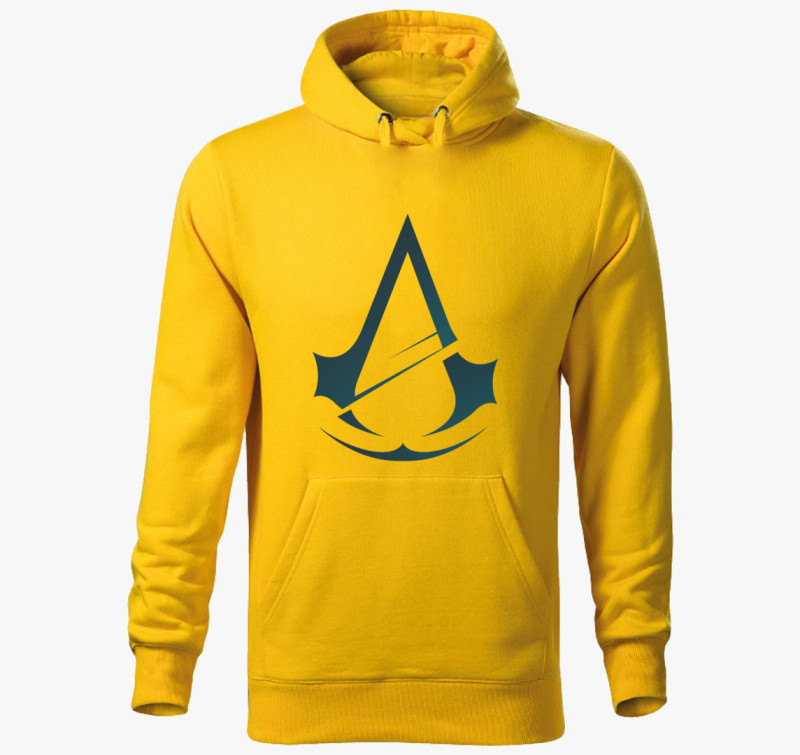 Assassin creed logós kapucnis pulóver — Sárga