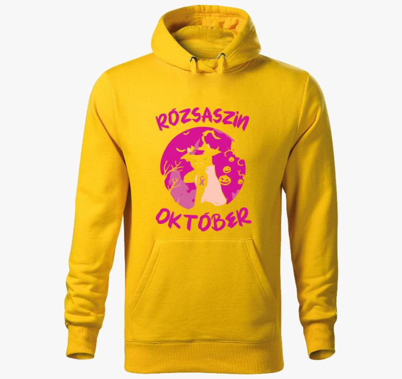 Rózsaszín október kapucnis pulóver — Sárga