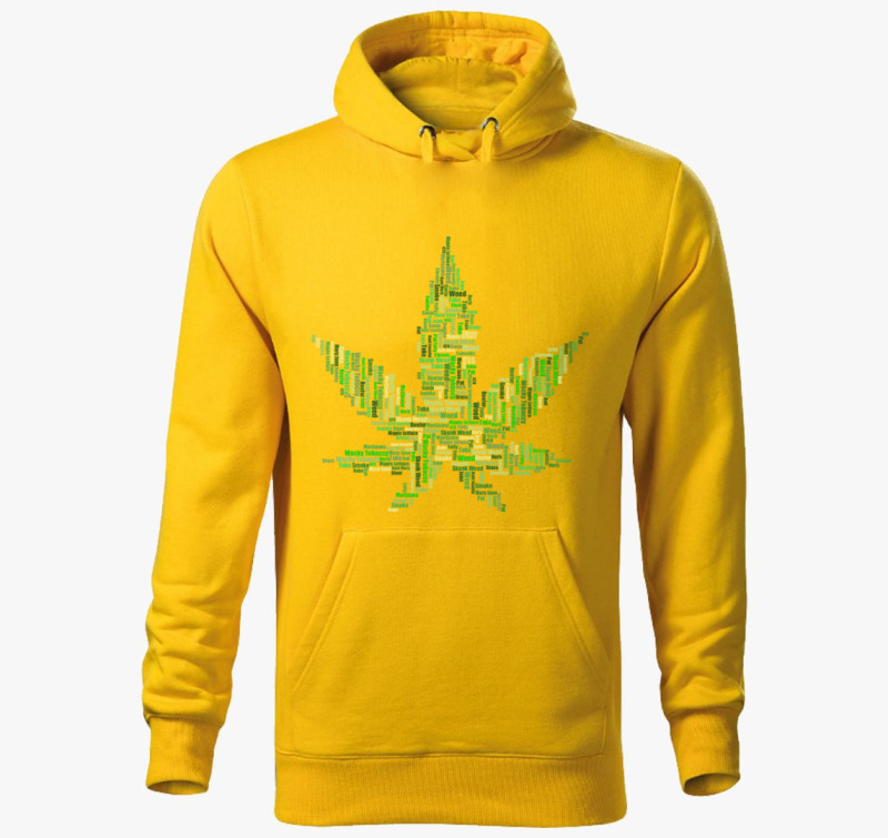 Cannabisos kapucnis pulóver — Sárga
