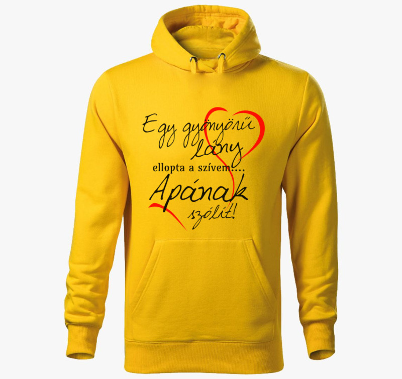 Apa szívét elrabolták kapucnis pulóver — Sárga