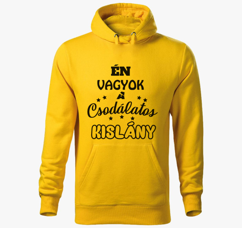 Csodálatos kislány kapucnis pulóver — Sárga