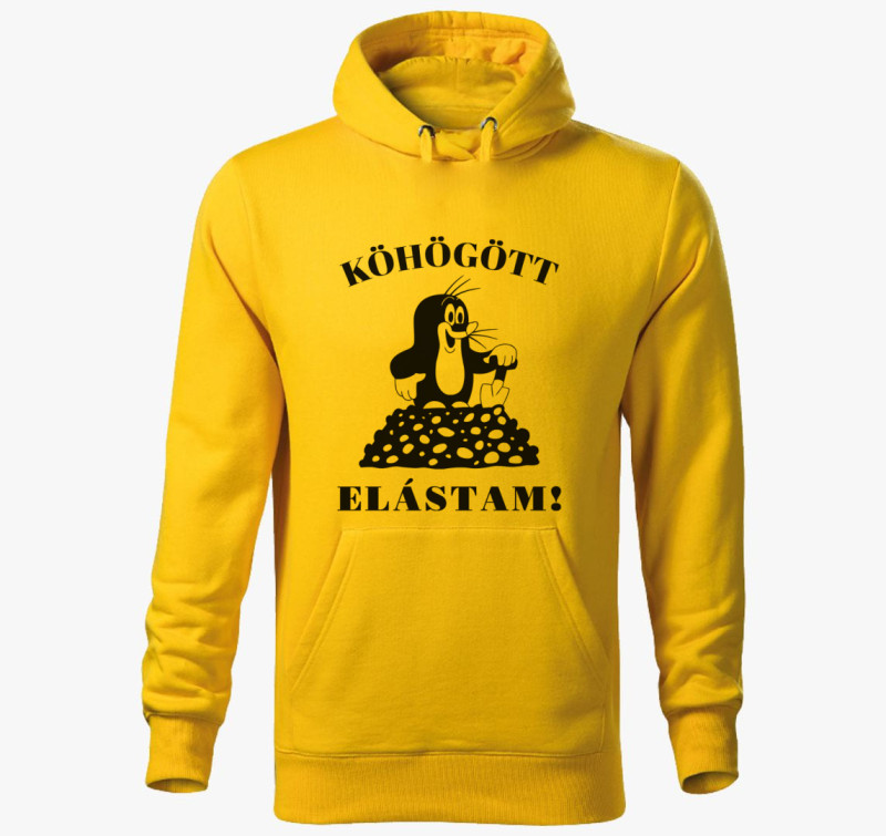 Köhögött elástam kapucnis pulóver — Sárga