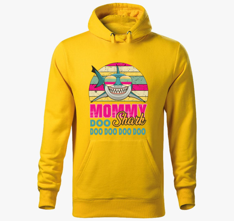 Mommy shark kapucnis pulóver — Sárga