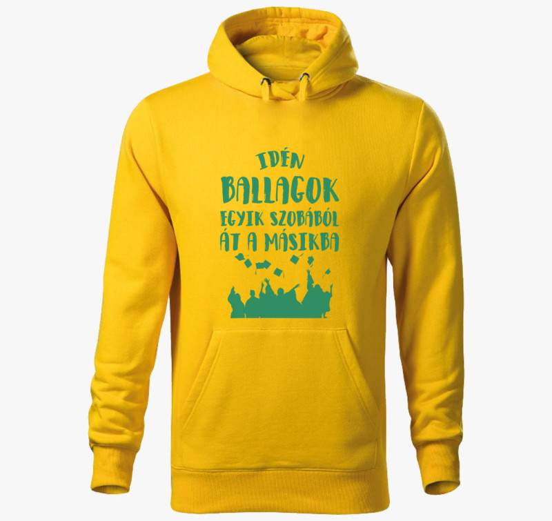 Ballagós kapucnis pulóver — Sárga