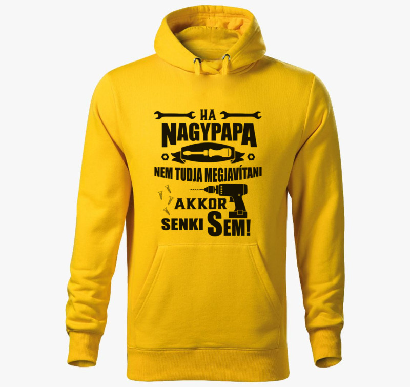 Mester nagypapa kapucnis pulóver — Sárga
