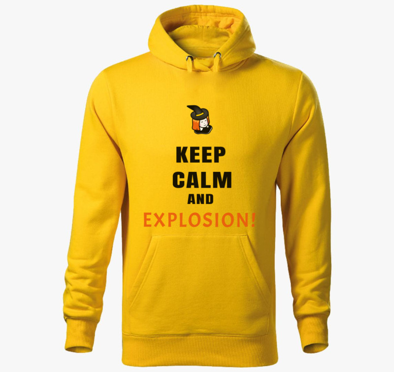 Keep calm and explosion kapucnis pulóver — Sárga