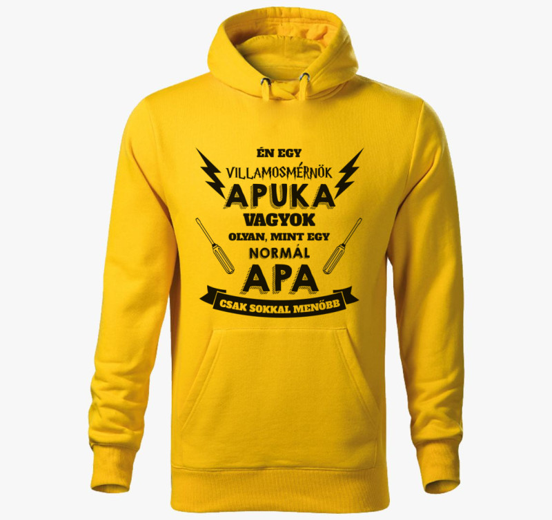 Villamosmérnök apuka kapucnis pulóver — Sárga