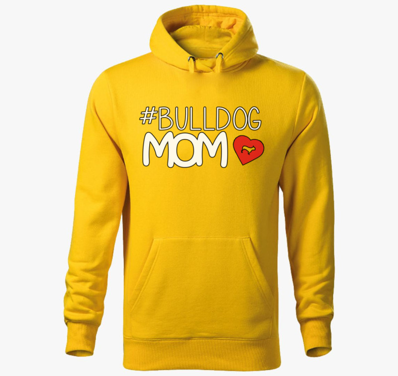 Bulldog Mom kapucnis pulóver — Sárga