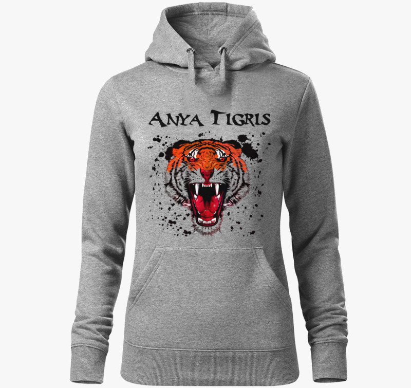 Anya tigris kapucnis pulóver — Sötétszürke