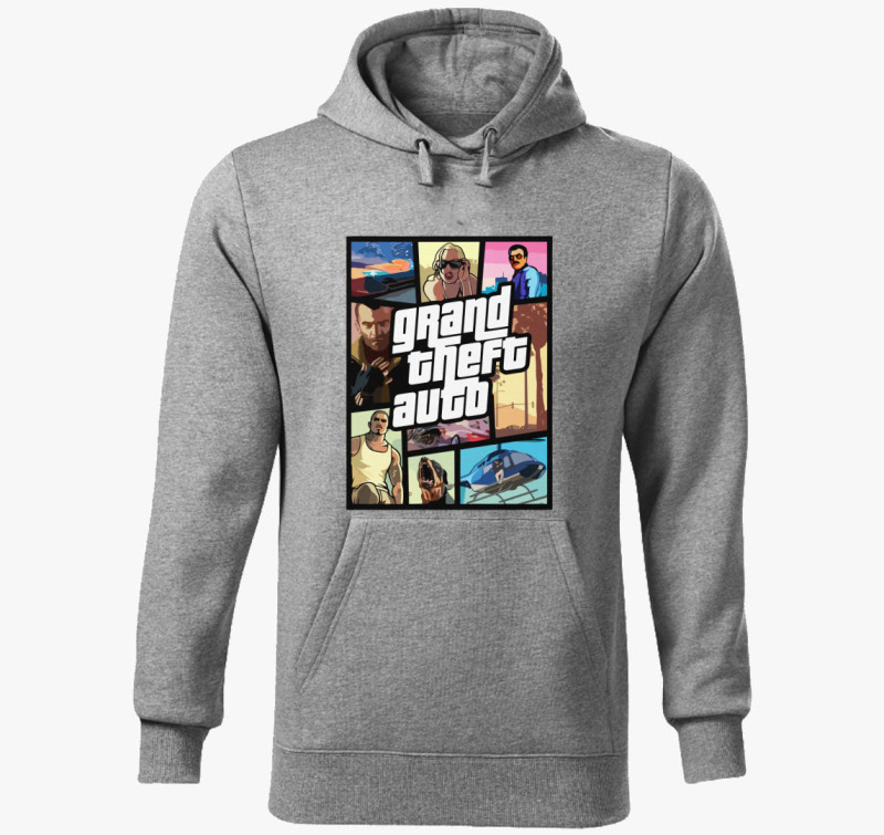 GTA poszter kapucnis pulóver — Sötétszürke