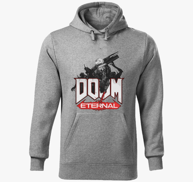 Doom Eternal kapucnis pulóver — Sötétszürke