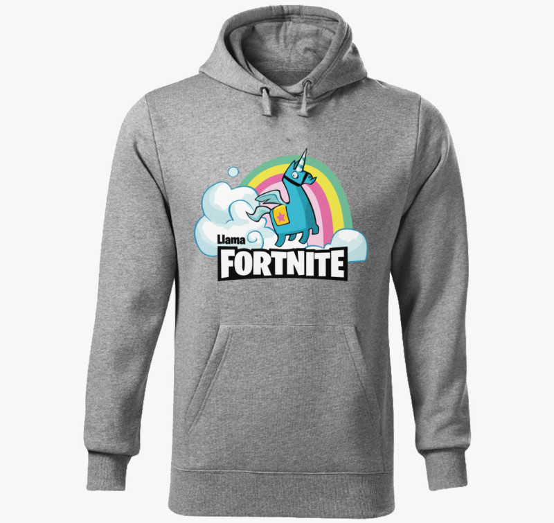Llama Fortnite kapucnis pulóver — Sötétszürke