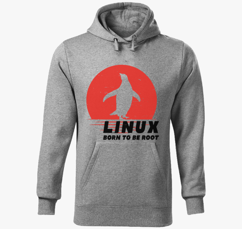 Linux born to be root kapucnis pulóver — Sötétszürke