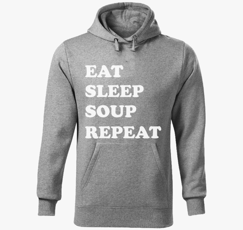 EAT SLEEP SOUP kapucnis pulóver — Sötétszürke