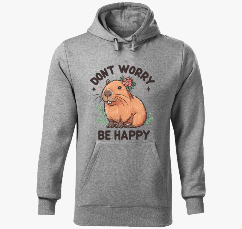 Dont worry capybara kapucnis pulóver — Sötétszürke