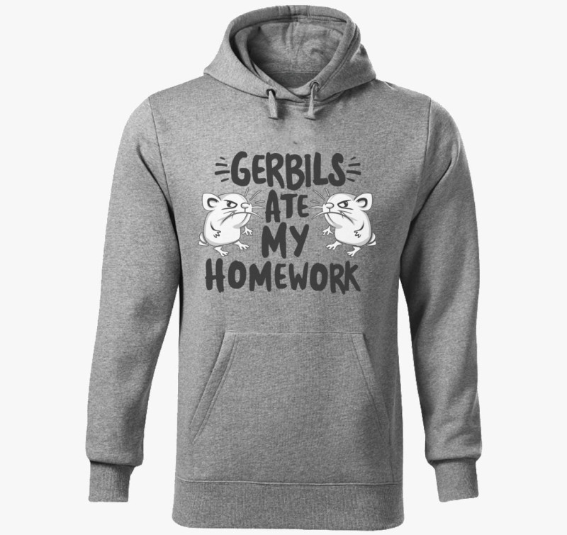 Gerbils ate homework kapucnis pulóver — Sötétszürke