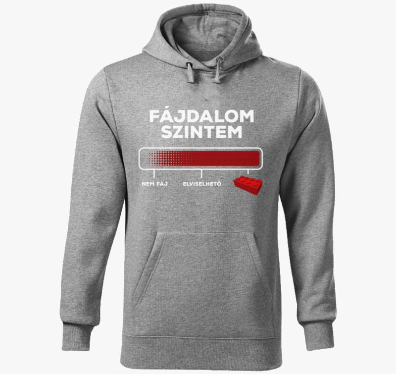 Fájdalom szint vicces kapucnis pulóver — Sötétszürke