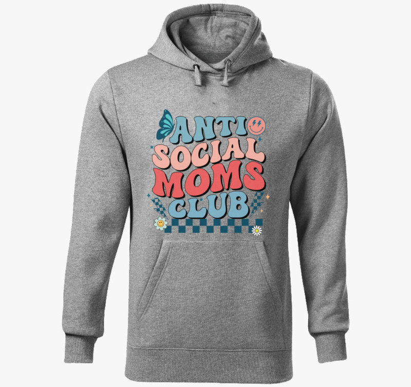 Antisocial MOM Club kapucnis pulóver — Sötétszürke