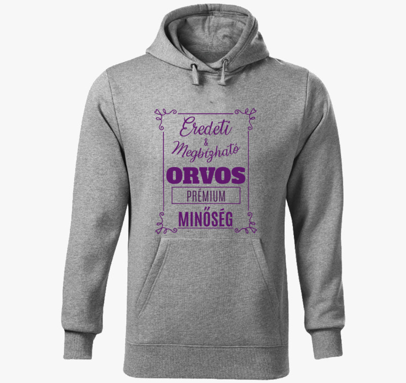 Megbízható orvos kapucnis pulóver — Sötétszürke