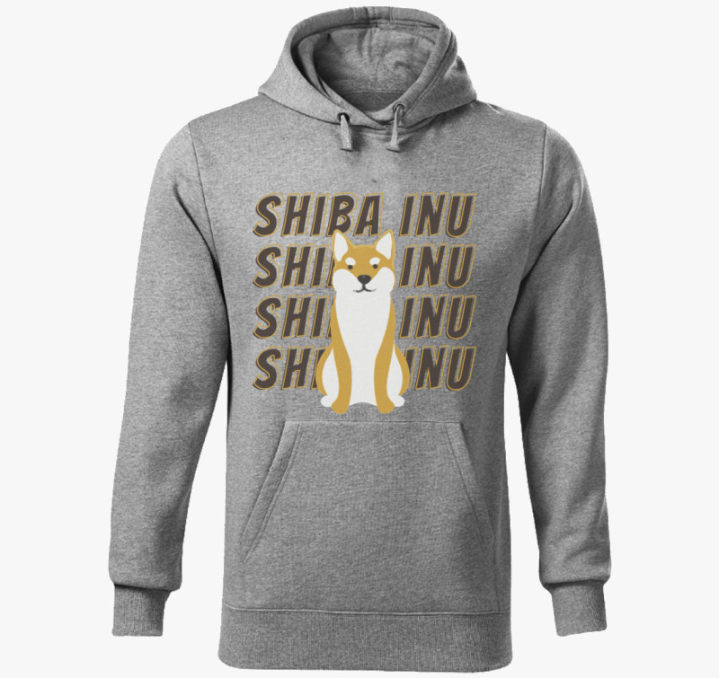 Shiba inu mintás kapucnis pulóver — Sötétszürke