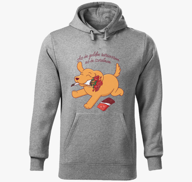 Szerelmes retriever kapucnis pulóver — Sötétszürke