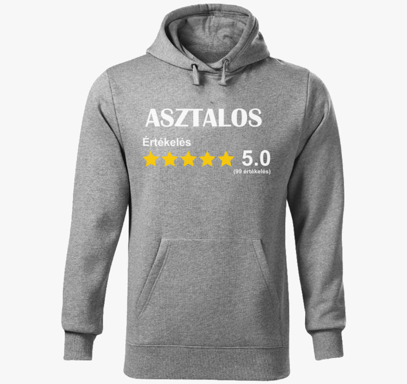 Asztalos értékelős kapucnis pulóver — Sötétszürke