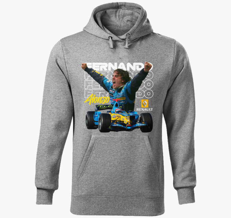 Alonso F1 kapucnis pulóver — Sötétszürke