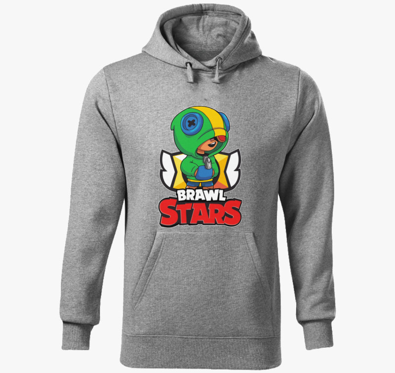 Brawl Stars - Leon kapucnis pulóver — Sötétszürke