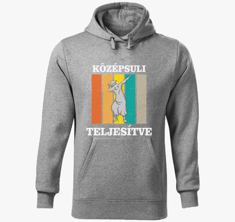 Középsuli teljesítve kapucnis pulóver — Sötétszürke