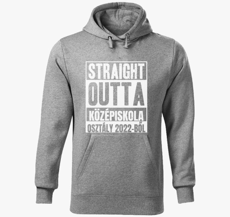 Straight outta középiskola kapucnis pulóver — Sötétszürke