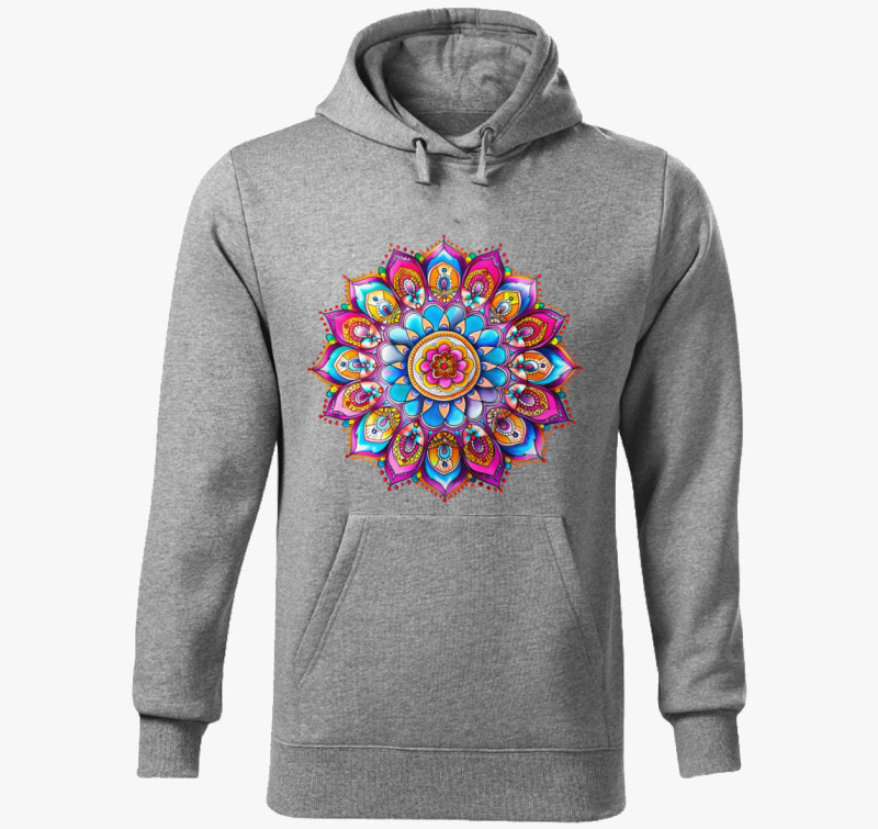Mandala jel kapucnis pulóver — Sötétszürke